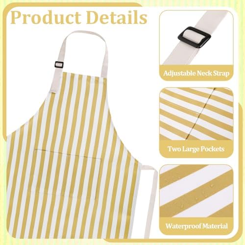 Kids Apron for Cooking Adjustable Striped Kids Apron with Pockets - Image 3