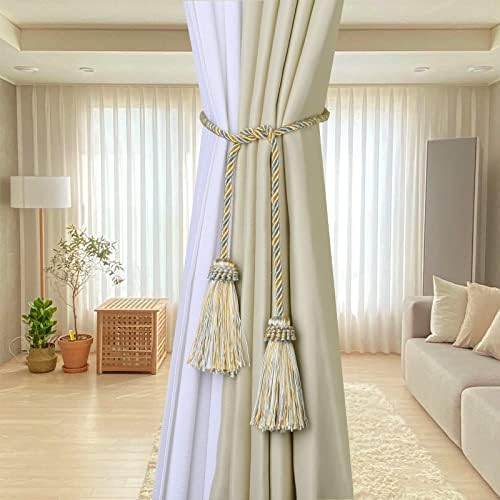 Curtain Tiebacks Handmade Curtain Holdbacks Rope with Tassel - Image 3