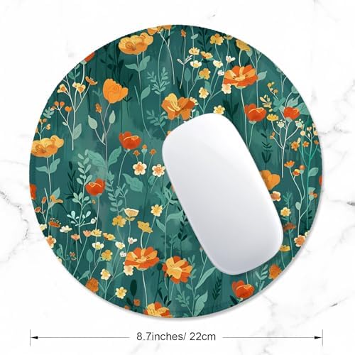 ITNRSIIET Round Mouse Pad with Stitched Edge Premium-Textured Waterproof Non-Slip Rubber Base Desktop Protection Mat Diameter 8.7 inches, Beautiful Flowers - Image 2