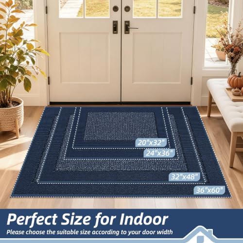 BEQHAUSE Indoor Door Mat 24" x 36", Dirt Trapper Door Mats, Blue - Image 2