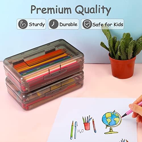 Sooez 1 Pack Clear Pencil Box, Plastic Hard Pencil Case with Stickers - Image 4