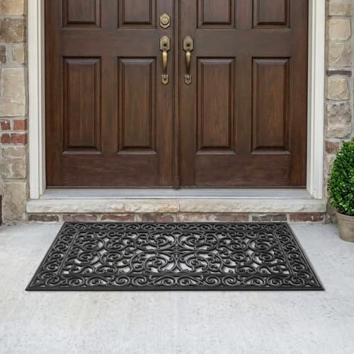 A1 Home Collections 10-LB Heavy Duty Rubber Doormat 24"×48" - Won't Blow Away | Outside Front Door Mat, Mud Dirt Scraper, Non-Slip Drainage Mat for Entryway Patio Garage, All-Weather, 100% Rubber Mats - Image 4