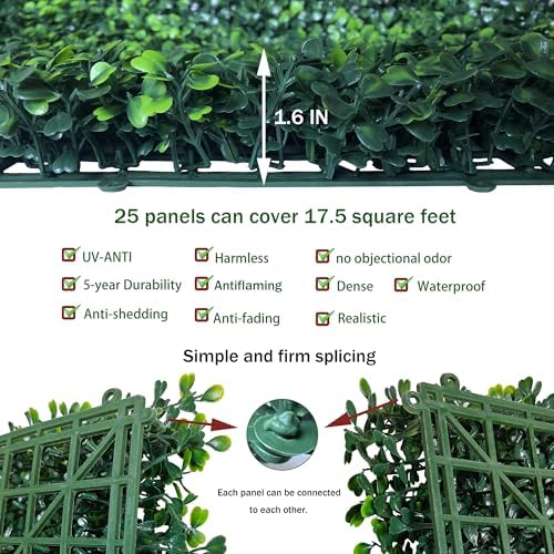 ODTORY Artificial Grass Wall Greenery Backdrop, 10X10 in 25P(17.5 sqft) - Image 3