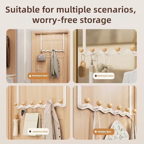 Over the Door Hooks with Wooden Knobs (6 Hooks) - Image 3