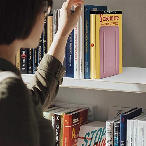 Acrimet Bookends for Shelves, Non-Skid Book Holder, Heavy Duty Book Stopper, Steel Metal Book Ends Storage for Home, Library, 6 7/8" H x 4" W x 4 1/2" D (Pink) (1 Pair / 2 Pieces) - Image 3