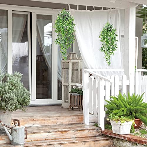 Whonline 3 Pack Artificial Hanging Plants Fake Plants with Pots for House Bedroom Wall Garden Decor - Image 7
