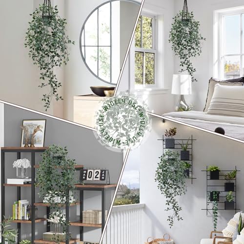 Fake Hanging Plant with Pot Small Artificial Potted Vine Plants 28.7-in Long Faux drooping Foliage Plants for Shelf Home Office Indoor Outdoor Garden Greenery Decor (Black Pot) - Image 7