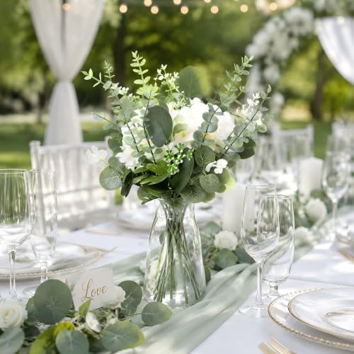 NULLEINS 150Pcs Artificial Eucalyptus Greenery Stems Bulk with Hydrangea - Image 4