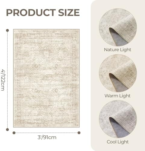 3x4 Rugs for Entryway,Washable Area Rug,Beige - Image 2