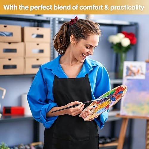 3 Pack Black Aprons with Pockets Adjustable Waterproof for Kitchen - Image 5