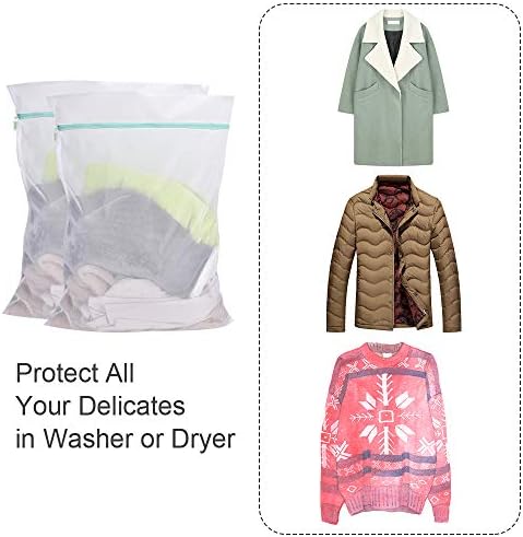 OTraki Mesh Laundry Bag for Delicates 2 Pack Garment Wash Bag 24 x 32 inch Zippered Large Washing Machine Bags for Sweater Dirty Clothes Washer College Dorm Organizer Don't Drying, Melting 140-176℉ - Image 5