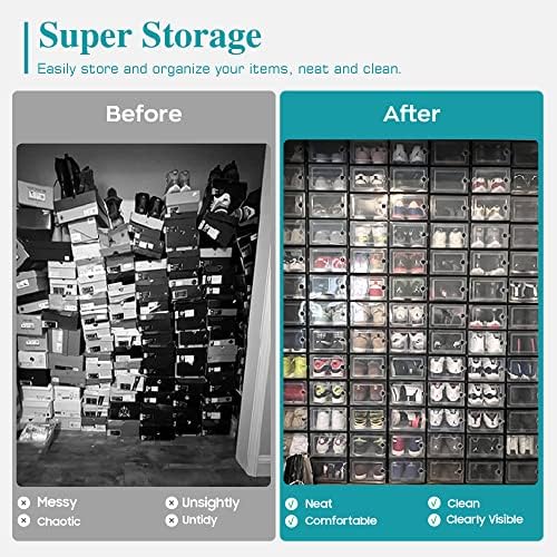 Kuject 12 Pack Large Shoe Boxes, Clear Stackable Containers with Lids,Black - Image 4