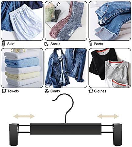GUANJUNE Clothes Pants Hangers, Space-Saving Skirt Holders with 360 ° Swivel Hooks, Adjustable Clips, Trouser Hangers, Clothes Coat Garment Jeans Hangers (20 Pack, Black) - Image 4