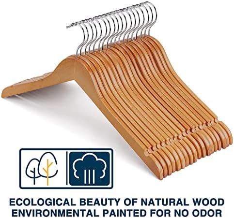Wooden Hangers Pack of 20 - Sturdy, Heavy Duty Hangers for Shirts, Dresses, Coats & More (Natural) - Image 3