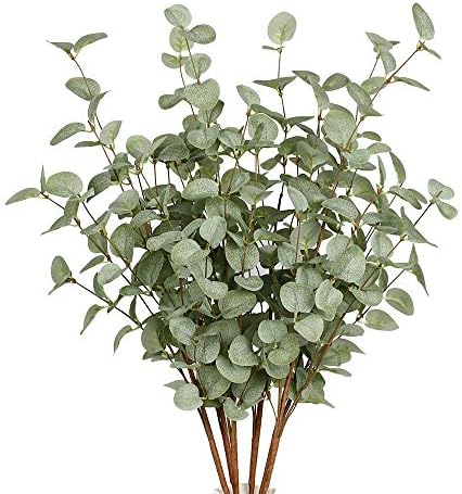 6 Pcs 27" Eucalyptus Stems Greenery Stems Eucalyptus Leaf Spray in Green Silk Plastic Plants Floral Artificial Plants for Home Party Wedding Decoration by VGIA
