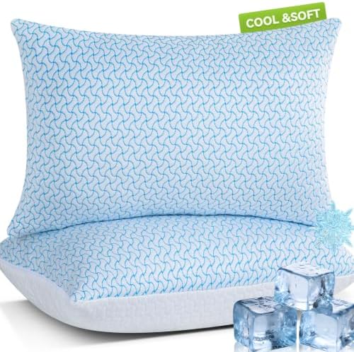 SUPA MODERN Shredded Memory Foam Pillows Queen Size Set of 2, Cooling Bed Pillow for Sleeping for Hot Sleepers, Adjustable Pilllows for Side Back and Stomach Sleepers, Neck & Shoulder Comfort Support by SUPAMODERN