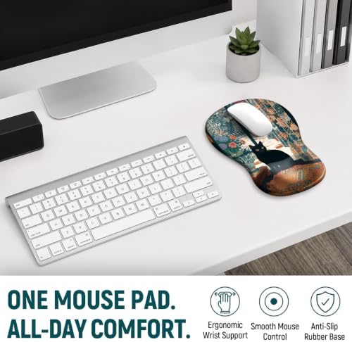 Ergonomic Mouse Pad with Wrist Rest, Gel Wrist Support, Cozy Cat - Image 7