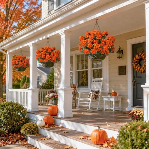 Fake Geraniums Artificial Flowers for Outdoors, 6 Bundles Silk Geraniums Flowers Realistic UV Resistant Fake Plants Faux Flower for Outside Planters Front Door Garden Balcony Yard Porch Indoor, Orange - Image 6
