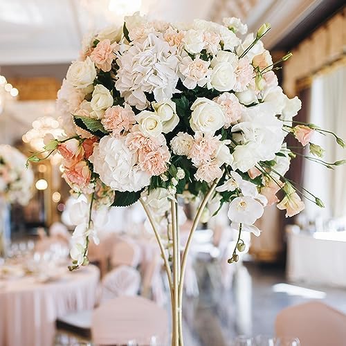 Auihiay 26 Pieces Hydrangea Artificial Flowers Silk Hydrangea Flowers Artificial Flowers Heads with Stems for Home Wedding Party Decorations (Ivory) - Image 2