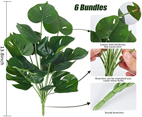RECUTMS 6Bundles Fake Plants Tropical Palm Leaves Stems UV Resistant - Image 5