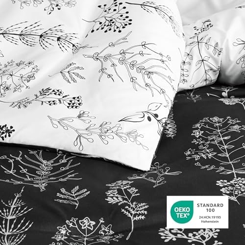 Bedsure Floral Comforter Set Cute Bedding Set King Reversible Black - Image 5