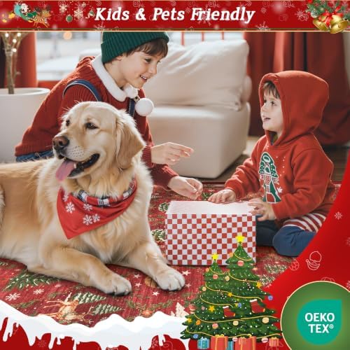 Madane Christmas Area Rug 2x3, Red Entryway Xmas Carpet Holiday Decor - Image 6