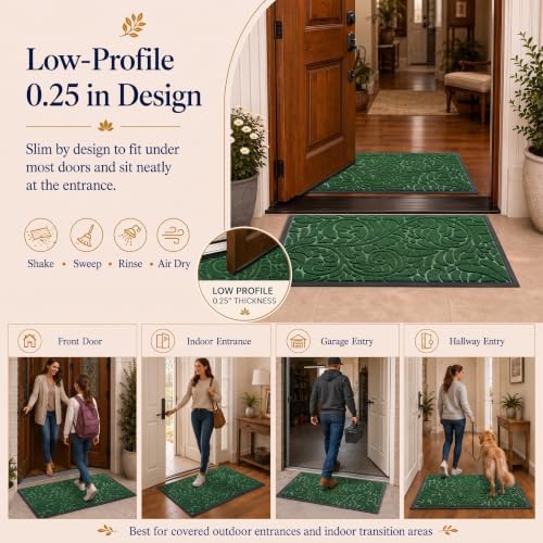 Yimobra Large Door Mat Outside Entrance, Floral Outdoor Mat, 36x24,Green - Image 5