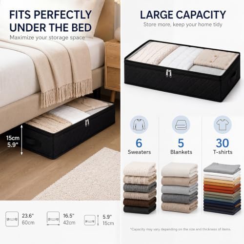 Fixwal Under Bed Storage Bags 6 Pack Underbed Containers for Clothing - Image 2