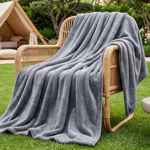 Bedsure GentleSoft Fleece Blanket Twin Size Grey - 300GSM Lightweight Plush Fuzzy Cozy Soft Warm Blanket for Bed, Sofa, Couch, Travel, Camping, 60x80 inches - Image 2