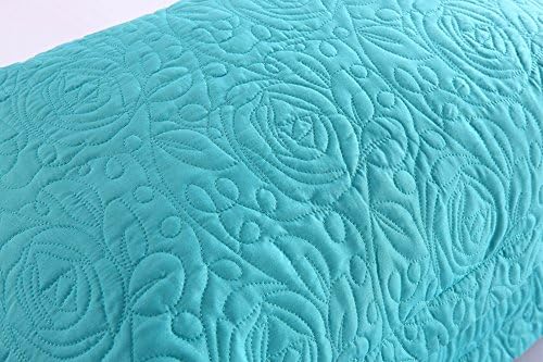 MarCielo 2-Piece Embroidered Pillow Shams, Decorative Microfiber Pillow Covers Set Standard Size Turquoise - Image 4