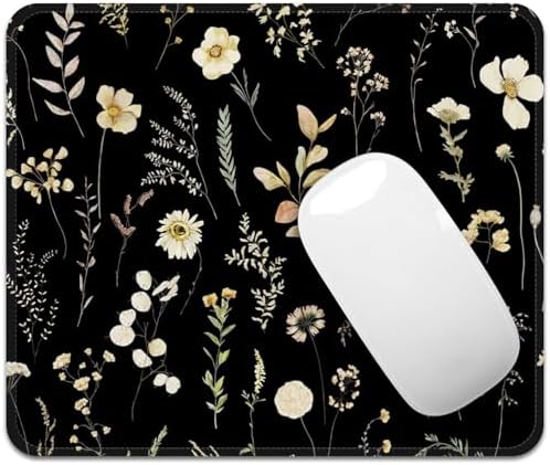 FROGIGO Mouse Pad with Stitched Edges - Dark Floral Mousepad Set for Women, 9.25 x 7.75 inch Washable Desk Pad, Non-Slip Rubber Base, Office Home Laptop Accessories - Midnight Botanical-2 Pack - Image 2