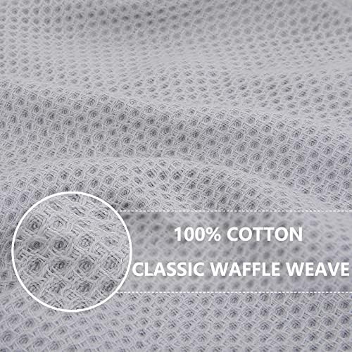 Homaxy 100% Cotton Waffle Weave Kitchen Dish Towels 4-Pack, Light Gray - Image 2