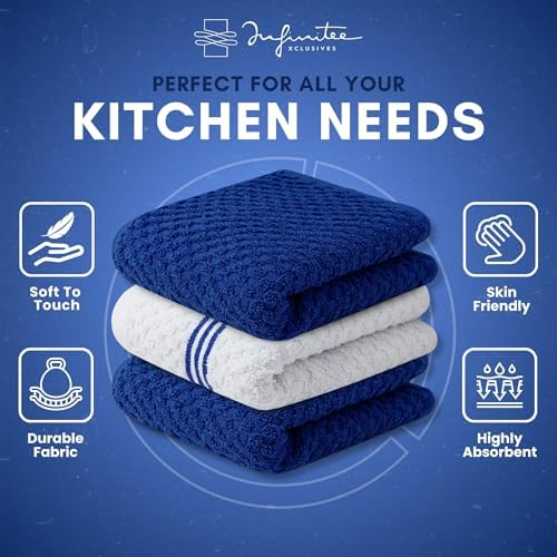 Infinitee Xclusives Kitchen Towels - 3 Pack - Cotton Dish Towel |15" x 25"| - Image 5