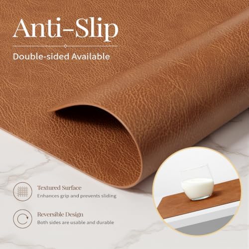 Homaxy Vinyl Heat Resistant Placemats Set of 6, Reddish Brown - Image 4
