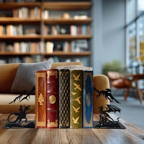 Dragon Bookends – Metal Book Ends Decorative for Shelves, Unique Fantasy Book Ends Holder, Cute Novelty Vintage Bookends, Bookshelf Decor Heavy Duty Stopper for Kids and Adults - Image 4