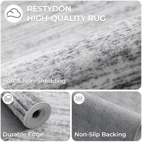 2x10 Runner Rug Non Slip,Washable Hallway Runner Rug,Grey - Image 7