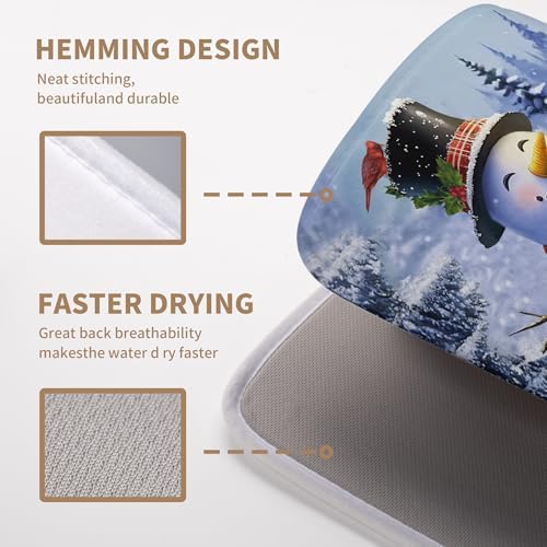 Christmas Snowman Kitchen Drying Mat - Winter Snow Cardinals Pine Trees Dish Drainer - Large Microfiber Absorbent Fast Drying Pad for Kitchen Countertop 1824 - Image 4