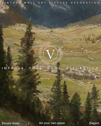Nature Landscape Vintage Wall Art for Home Decor, Mountain View Canvas Wall Art, Farmhouse Muted Spring Summer Paintings Art Picture Aesthetic for Bedroom Bathroom Living Room Office Decor (8" x 10"-UNFRAMED) - Image 7