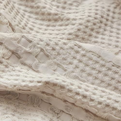 PHF Cotton Waffle Pillow Shams King Size 20" x 36", Oatmeal, No Insert - Image 5