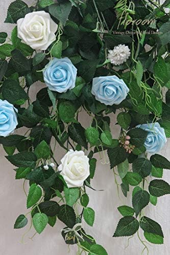 Floroom Artificial Flowers 25pcs Real Looking Aqua Blue Foam Fake Roses with Stems for DIY Wedding Bouquets Baby Shower Centerpieces Floral Arrangements Party Tables Home Decorations - Image 3
