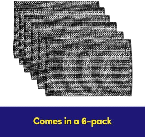 Sweet Home Collection 100% Cotton Placemats for Dining Room Rectangle Two Tone Woven Fabric 13" x 19" Soft Durable Table Mat Set, Set of 6, Black - Image 4