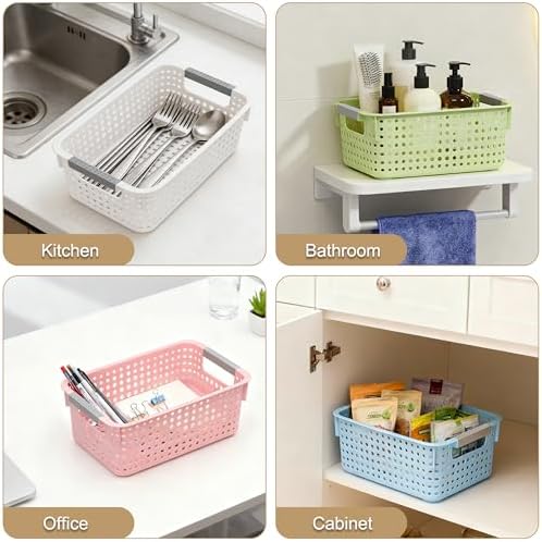 Soddeph 4-Pack Hollow Plastic Storage Baskets with Handles(Green, Small) - Image 5