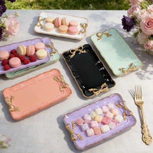 Wowagoga 2 PCS Vintage Decorative Tray Jewelry Tray Storage Tray (Purple) - Image 7