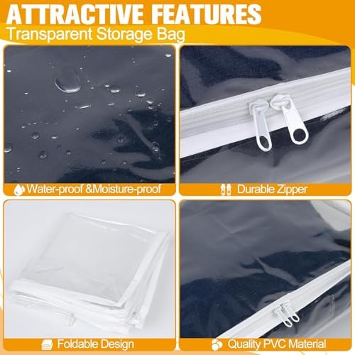 Plastic Storage Bags with Easy-Glide Zipper, Pack of 6, Durable Clear Vinyl Zippered Storage Bags for Clothes Sweaters Comforters Blankets Sheets Bedding (15 x 12 x 5 Inch, Transparent White) - Image 5