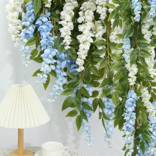 4 Pcs Two-Tone Flower Vine Artificial Wisteria Garland Silk Faux Hanging - Image 3