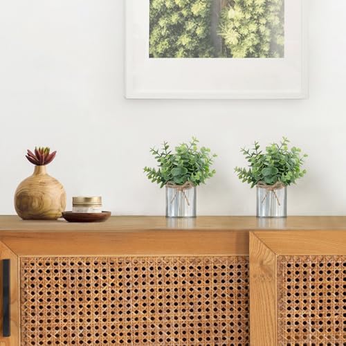 Mkono 2 Pack Small Fake Plants in Galvanized Pots, Farmhouse Bathroom Decor - Image 5