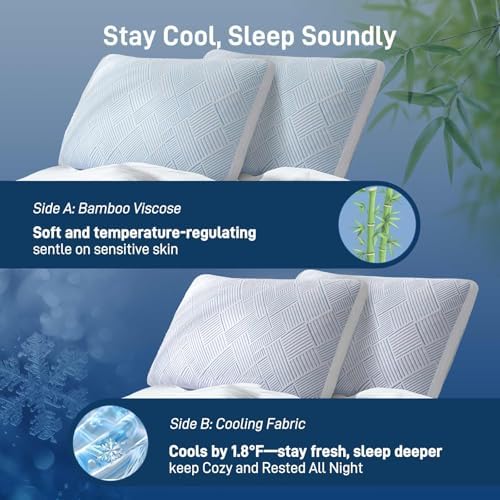 Lyralith Shredded Memory Foam Cooling Soft Bamboo Viscose Pillows King Set of 2, Adjustable Hypoallergenic Hotel Quality Bed Pillows for Side, Stomach or Back Sleeper, Oeko-TEX Certified - Image 6