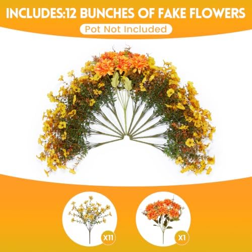 Hrobek Artificial Mums for Outdoors Planter Silk Fake Flower for Fall Decor - Image 2