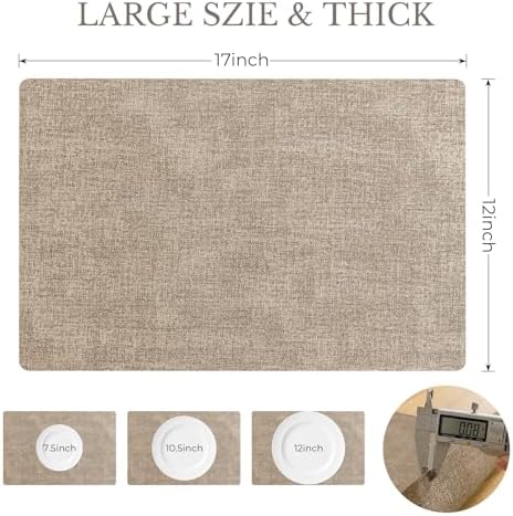 Romanstile Faux Leather Vinyl Placemats Set of 4, Khaki - Image 6