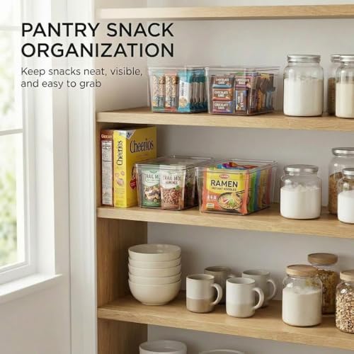 MOONEDGE 2 Pack 10x6x5 Stackable Small Clear Storage Bins with Lids - Image 5